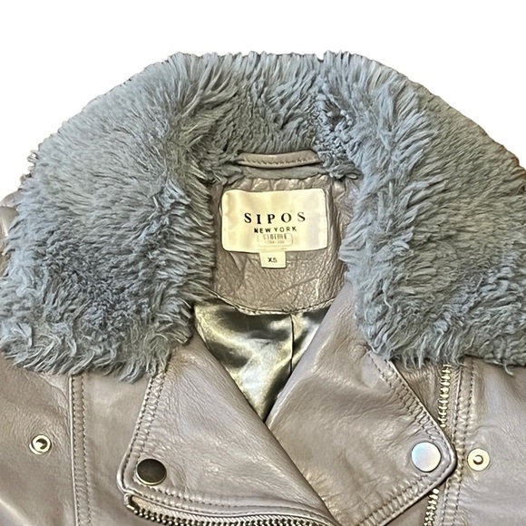 Samantha Sipos Genuine Lamb Leather Moto Jacket Dove Gray Size XS #912 - Picture 5 of 13